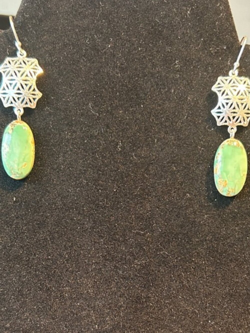 Elegant Silver and Green Dangle Earrings